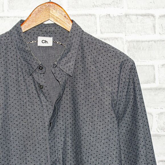 CH. CHAPTER Button up Shirt Lucid Void Gray Print size LargeSS 14 - Picture 1 of 8